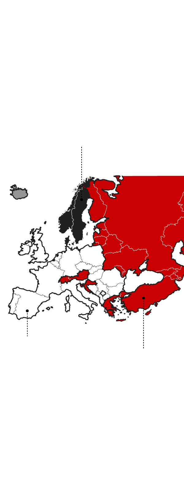 Mapa que refleja los tipos de servicio militar en Europa