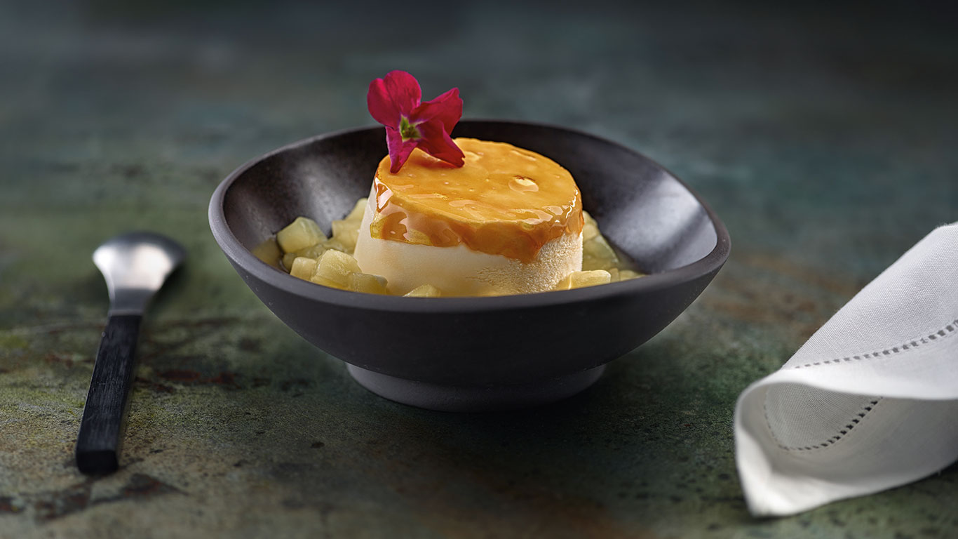 Chocolate blanco caramelizado y manzana