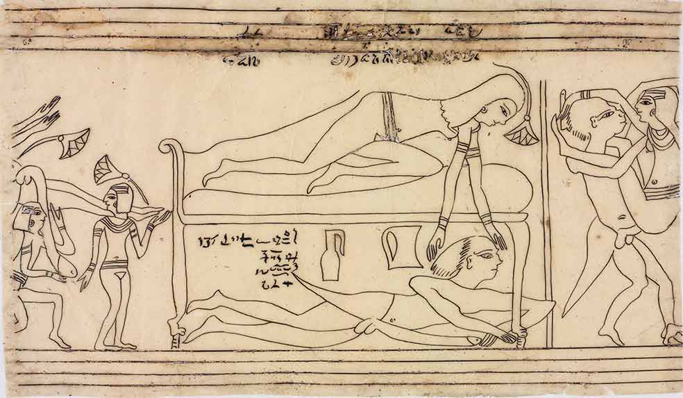 En cuanto al sexo, la mentalidad era abierta, por lo menos en las capas altas de la sociedad, protagonistas del Papiro erótico de Turín, el Kamasutra egipcio.