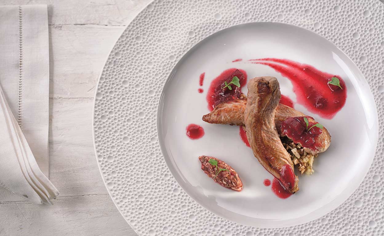 Solomillo de pato con salsa de remolacha