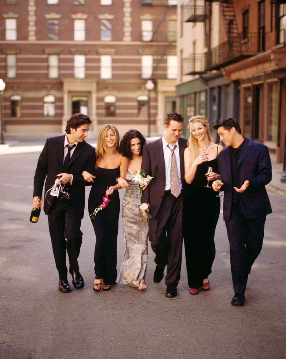 David Schwimmer, Jennifer Aniston, Courteney Cox, Matthew Perry, Lisa Kudrow y Matt LeBlanc, protagonistas de Friends.