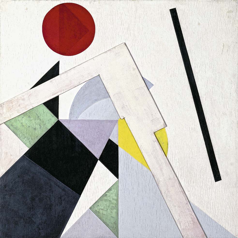 El artista Kurt Schwitters dejó el grupo de Berlín y fundó la rama dadá de Hannover, másapolítica. En la imagen, su obra Composición por 8 lados.