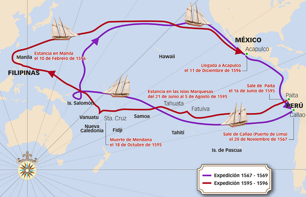Mendaña viajó dos veces a las islas Salomón. Tras año y medio de aventura, la primera expedición se había adentrado más de 7000 millas en el océano desconocido y había regresado. Para algún autor es una hazaña comparable a los primeros hombres enviados al espacio.