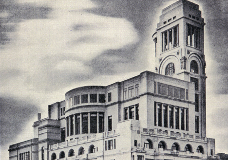 Imagen secundaria 1 - España también es 'déco'... Lo déco se coló en la arquitectura, también aquí en España, en Madrid está el cine Barceló, proyecto de Luis Guterrez Soto, o el Círculo de Bellas Artes, obra de Antonio Palacios. En escultura, el monumento a Juan Sebastian Elcano, (Guipúzcoa), de Victorio Macho.