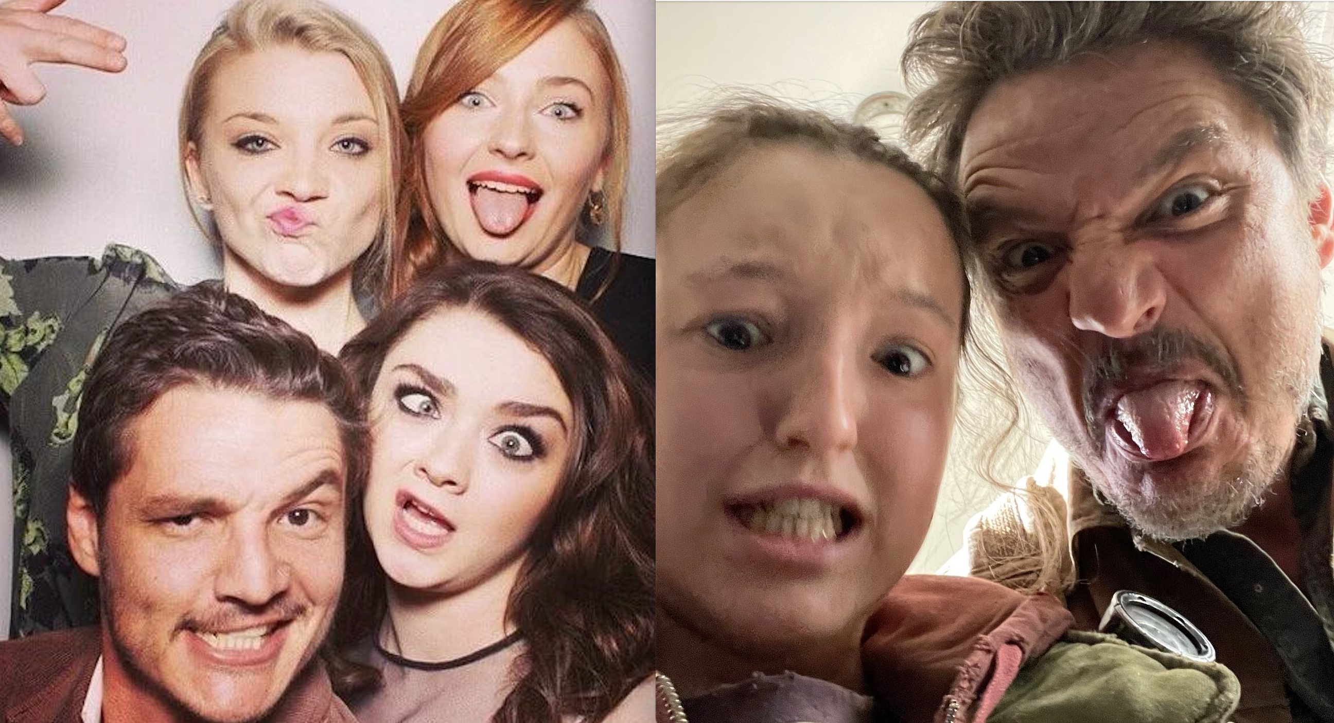 El actor se ha hecho mundialmente conocido por su humor en redes, sus bailes y sus fotos 'haciendo el payaso'; juegos en los que implica a sus compañeros de rodaje, como en estas, con varias actrices de Juego de Tronos (izda.) y con Bella Ramsey, coprotagonista de The Last of Us.