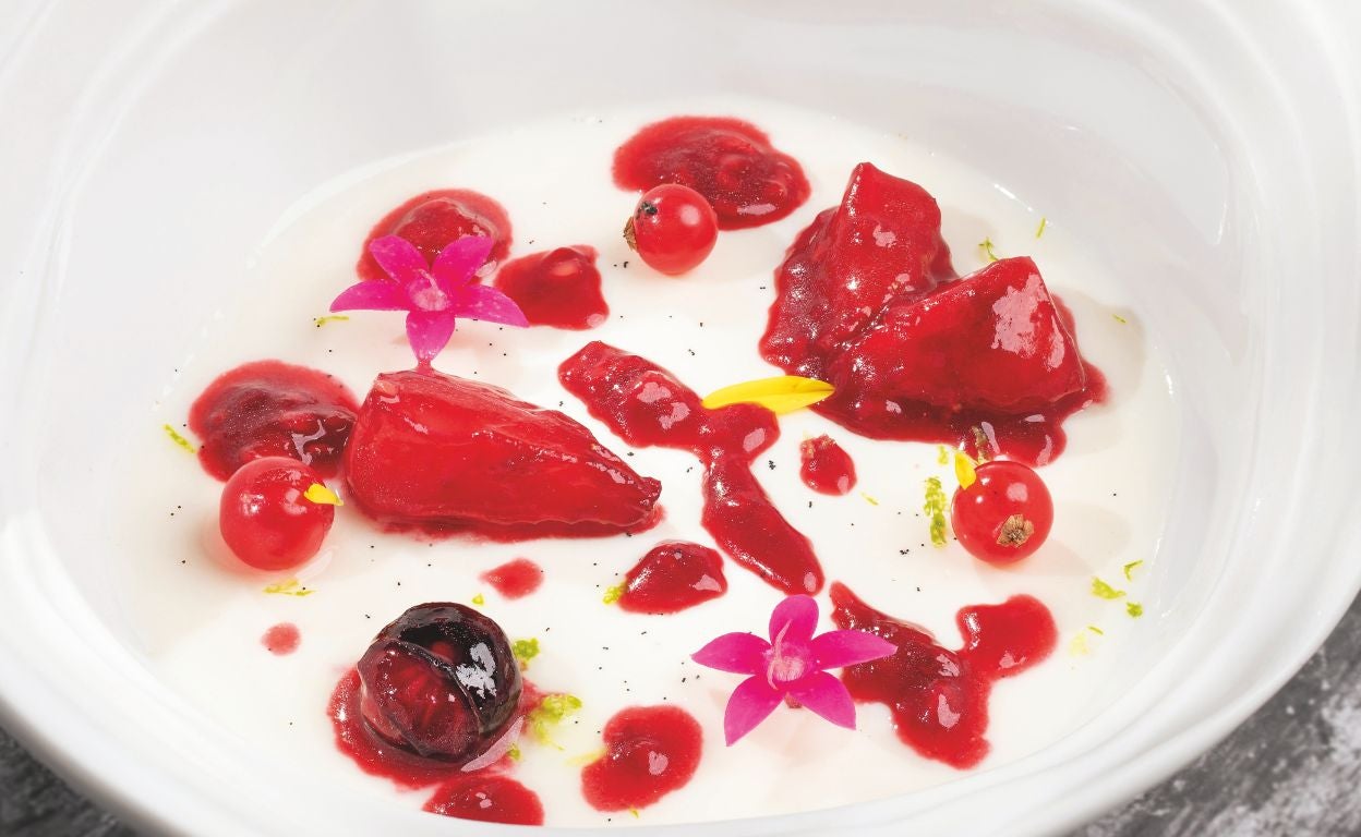'Panna cotta' con vainilla y fresas